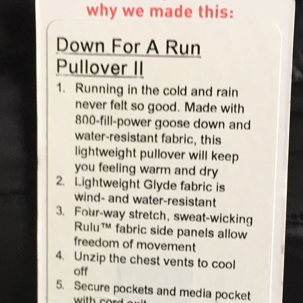NWT BLACK LULULEMON DOWN FOR A RUN PULLOVER - - 4 - Picture 2 of 4